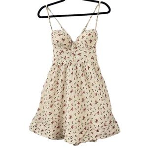 Guess Cream Ditsy Floral Mini Dress with Pockets Women Size 5